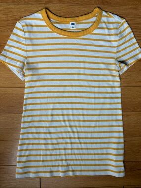 Old Navy Yellow and White Striped Tee